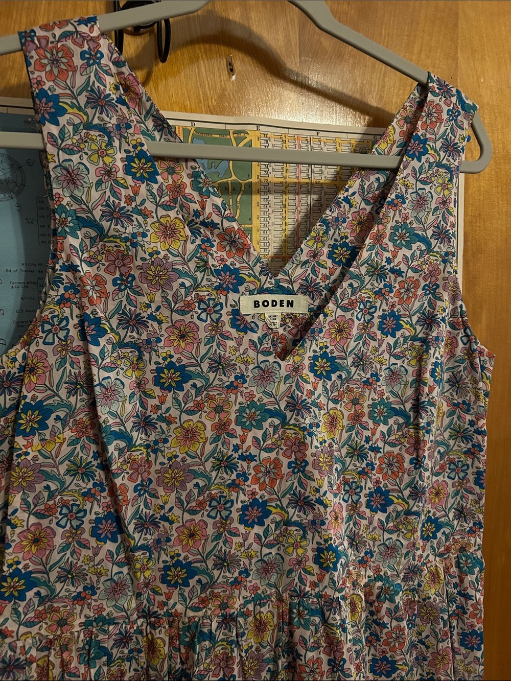 Boden Floral Tiered Maxi Dress in Blue, Pink, Yellow - Picture 2 of 4
